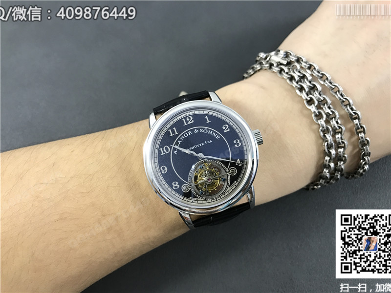 A. Lange & S?hne朗格1815系列陀飛輪腕表 黑色字面 精鋼表殼 銀色刻度