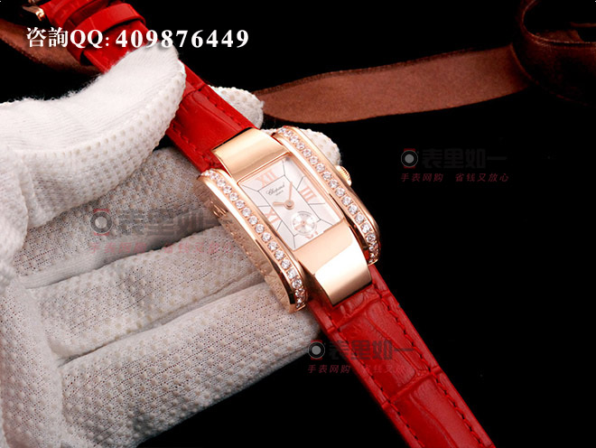 蕭邦chopard 時尚石英女士腕表 長方形 玫瑰金 35*24*11mm 