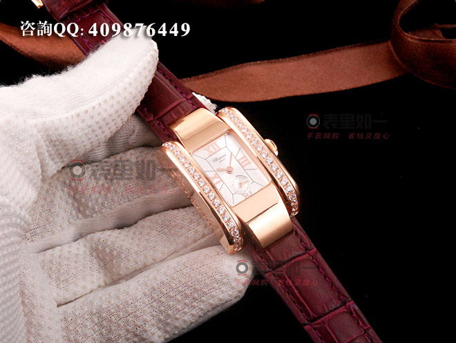 蕭邦chopard 時尚石英女士腕表 長方形 玫瑰金 35*24*11mm 