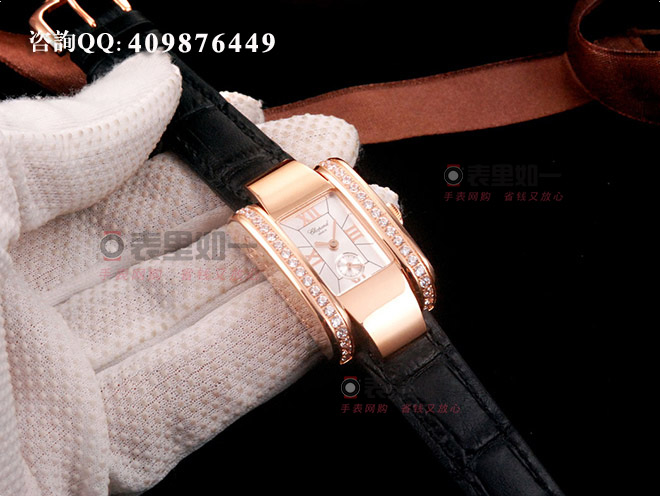 蕭邦chopard 時尚石英女士腕表 長方形 玫瑰金 35*24*11mm 