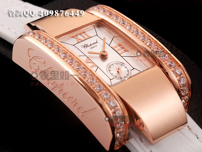 蕭邦chopard 時尚石英女士腕表 長方形 玫瑰金 35*24*11mm 