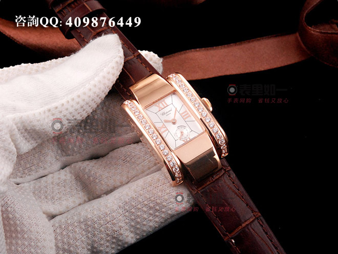 蕭邦chopard 時尚石英女士腕表 長方形 玫瑰金 35*24*11mm 