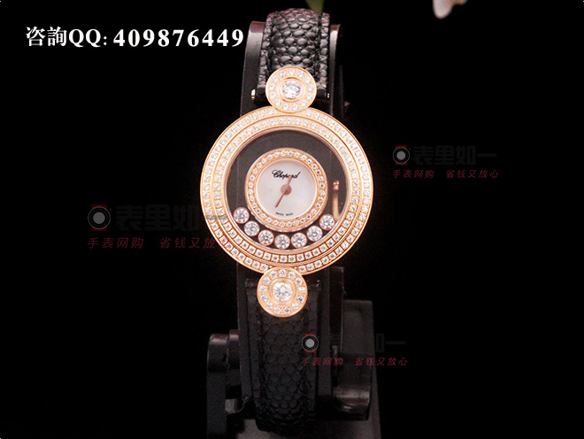  【1:1精品】蕭邦Chopard Happy Diamonds系列 鏡面走鉆 玫瑰金女士石英腕表