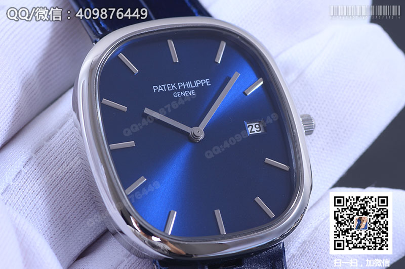 高仿百達(dá)翡麗PATEK PHILIPPE GOLDEN ELLIPSE系列5738P-001藍(lán)盤帶歷腕表