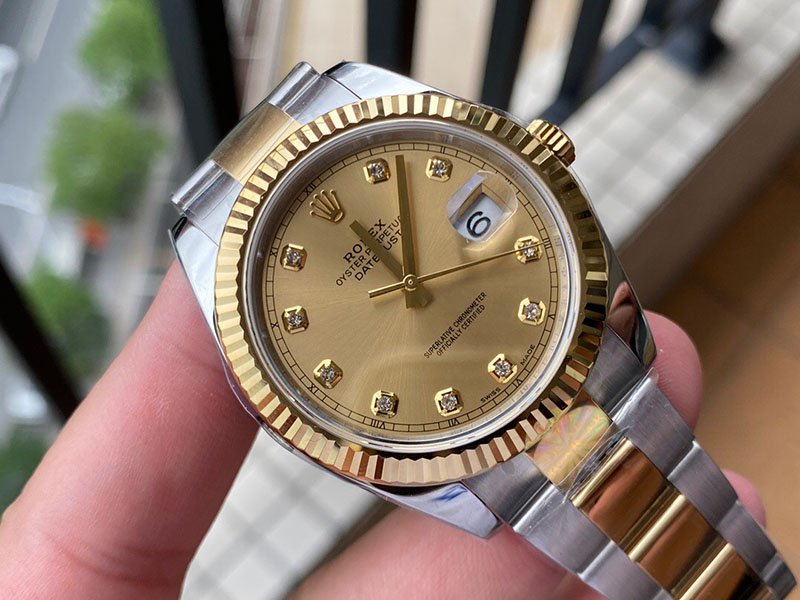 勞力士Rolex日志型系列DateJust 126333-0011機(jī)械間金男表（金色鑲鉆面）