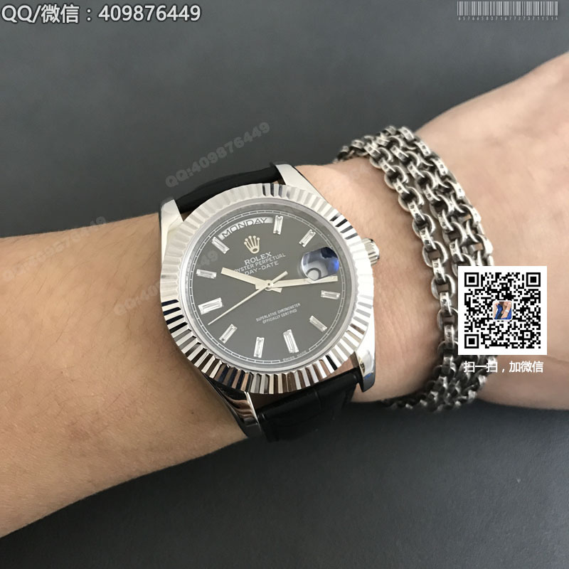 【精品】ROLEX勞力士星期日歷型系列 自動機械男表黑盤鑲鉆