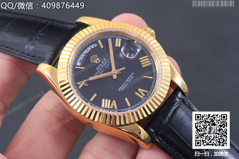 【精品】ROLEX勞力士星期日歷型系列 自動(dòng)機(jī)械男表黑盤(pán)