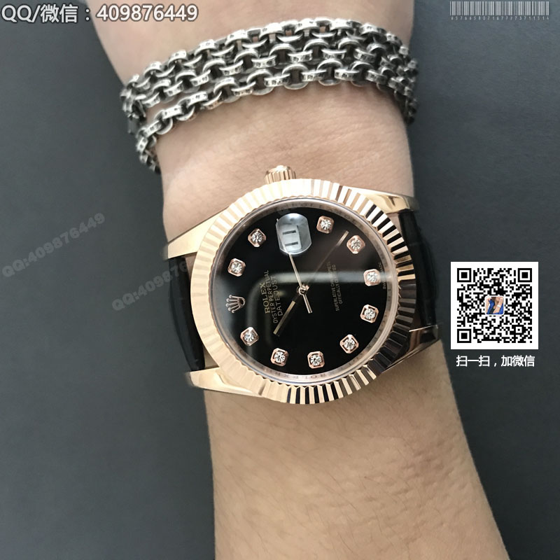 【精品】ROLEX勞力士日志型系列 自動(dòng)機(jī)械男表黑盤(pán)鑲鉆