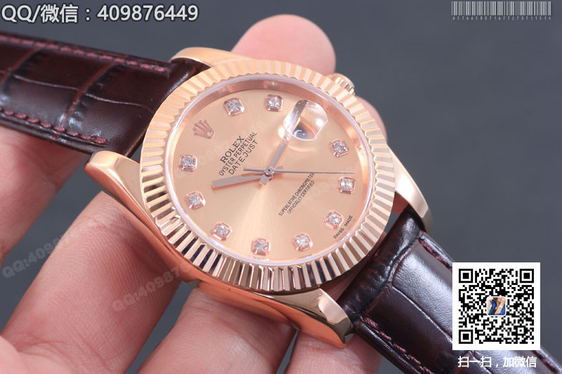 【精品】ROLEX勞力士日志型系列 自動(dòng)機(jī)械男表金色盤鑲鉆