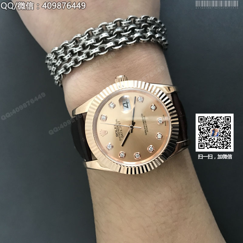 【精品】ROLEX勞力士日志型系列 自動(dòng)機(jī)械男表金色盤鑲鉆