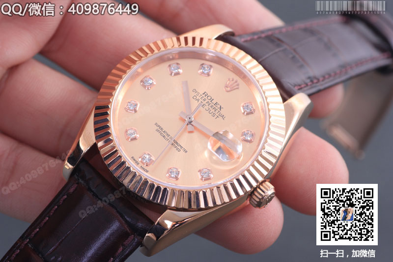 【精品】ROLEX勞力士日志型系列 自動(dòng)機(jī)械男表金色盤鑲鉆