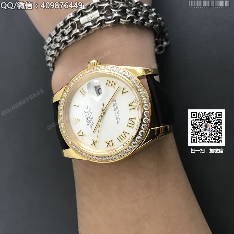 【精品】ROLEX勞力士日志型系列 自動(dòng)機(jī)械男表白盤(pán)鑲鉆