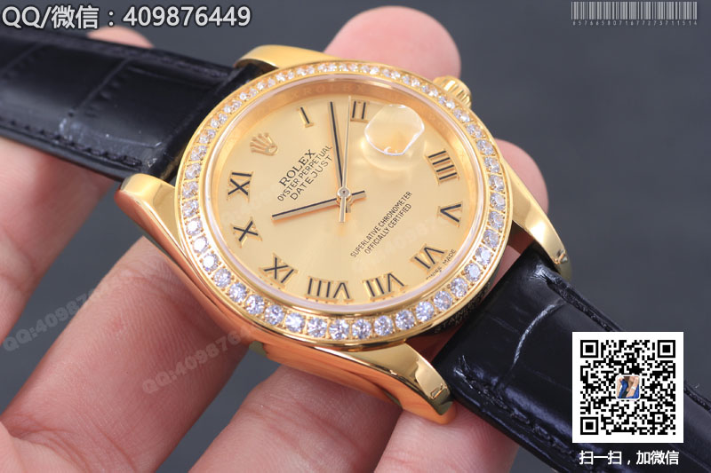 【精品】ROLEX勞力士日志型系列 自動(dòng)機(jī)械男表金色盤鑲鉆