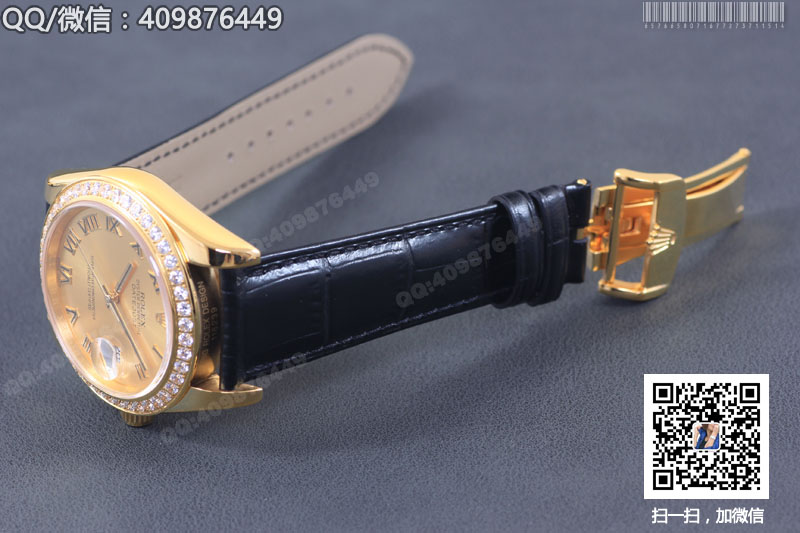 【精品】ROLEX勞力士日志型系列 自動(dòng)機(jī)械男表金色盤鑲鉆