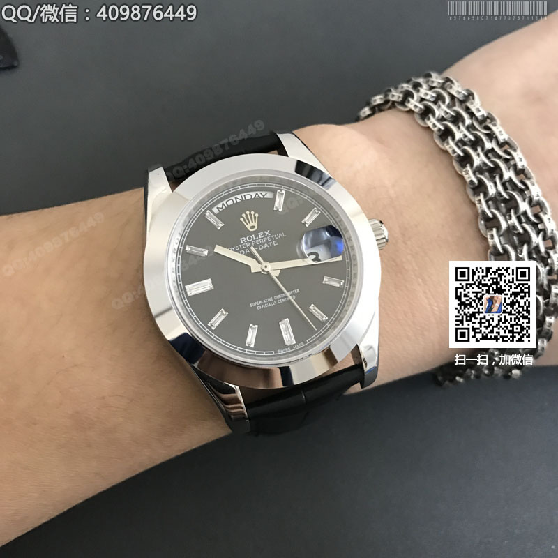 【精品】ROLEX勞力士星期日歷型系列 自動機械男表黑盤鑲鉆