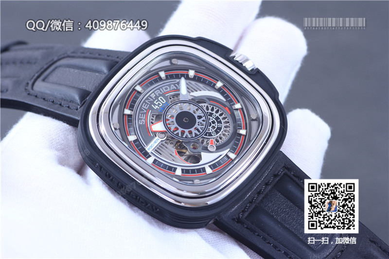 【KW精品】七個(gè)星期五SevenFriday方形時(shí)尚潮流自動(dòng)機(jī)械男表P3B白色表圈款