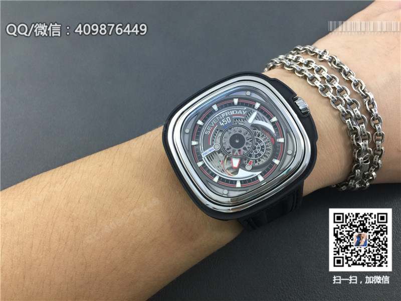 【KW精品】七個(gè)星期五SevenFriday方形時(shí)尚潮流自動(dòng)機(jī)械男表P3B白色表圈款