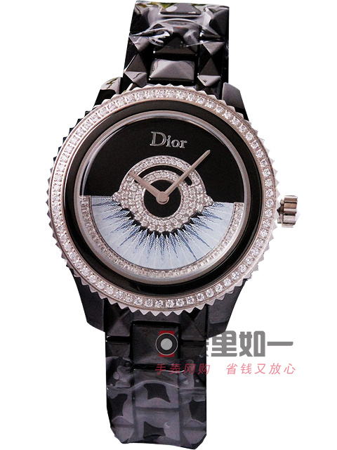 迪奧Dior 女士時(shí)尚石英腕表 黑色陶瓷 表殼轉(zhuǎn)運(yùn)擺扇  38*13mm