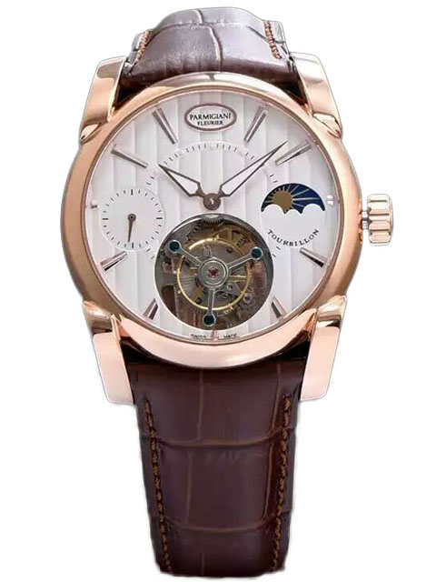 Parmigiani Fleurier Tonda 帕瑪強尼Tourbillon系列玫瑰金白盤星月相陀飛輪手表