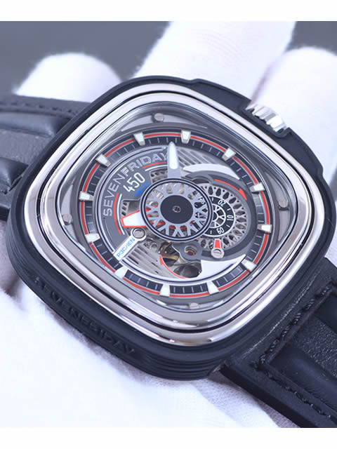 【KW精品】七個(gè)星期五SevenFriday方形時(shí)尚潮流自動(dòng)機(jī)械男表P3B白色表圈款