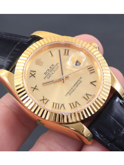 【精品】ROLEX勞力士日志型系列 自動機(jī)械男表金色盤