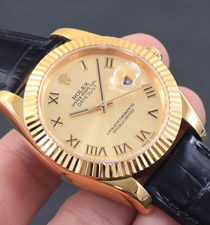 【精品】ROLEX勞力士日志型系列 自動(dòng)機(jī)械男表金色盤